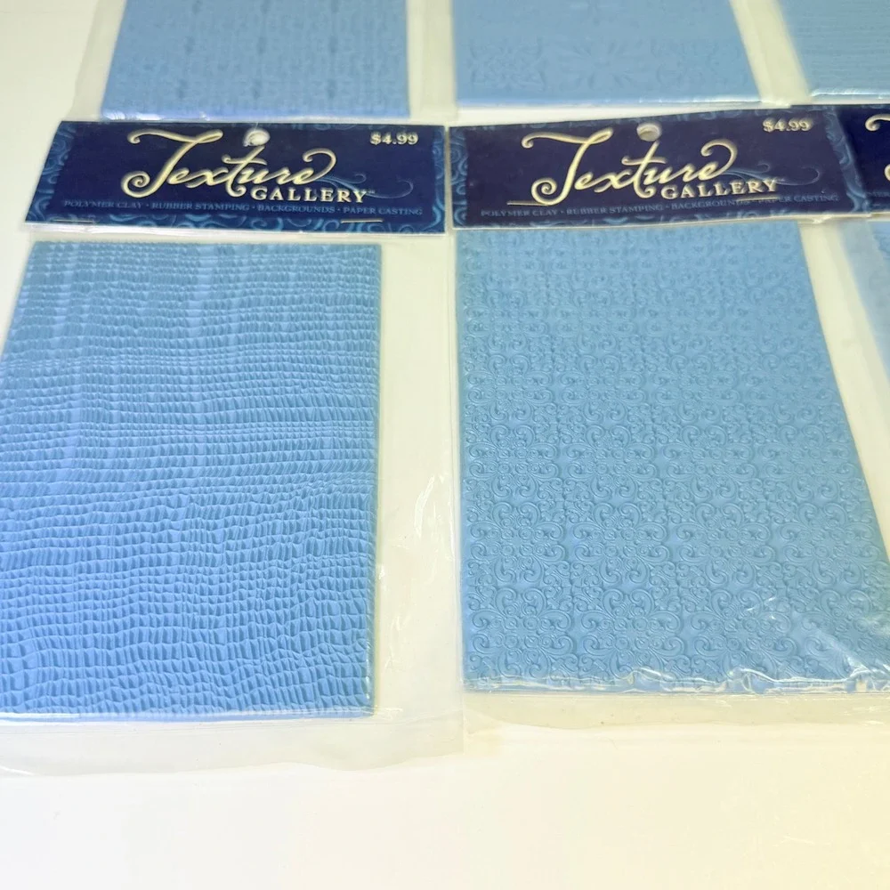 Stampabilities Texture Gallery Rubber Mats for Polymer Clay Set of 6 Blue